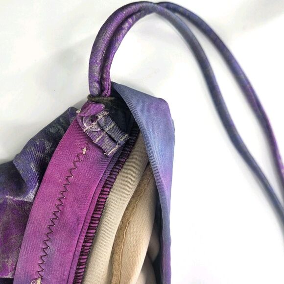 Vtg 80s Rose Marie Reid Rose Purple Pink Shimmery Silver Halter Swimsuit S/M/10 - Picture 8 of 16